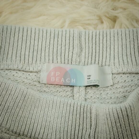 Free People Beach Size XS Gray Hailee Sweater Knit Pull On Wide Leg Cotton Pants - Picture 4 of 7